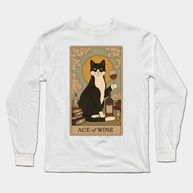 Ace of Wine - Cats Tarot Long Sleeve T-Shirt by thiagocorrea